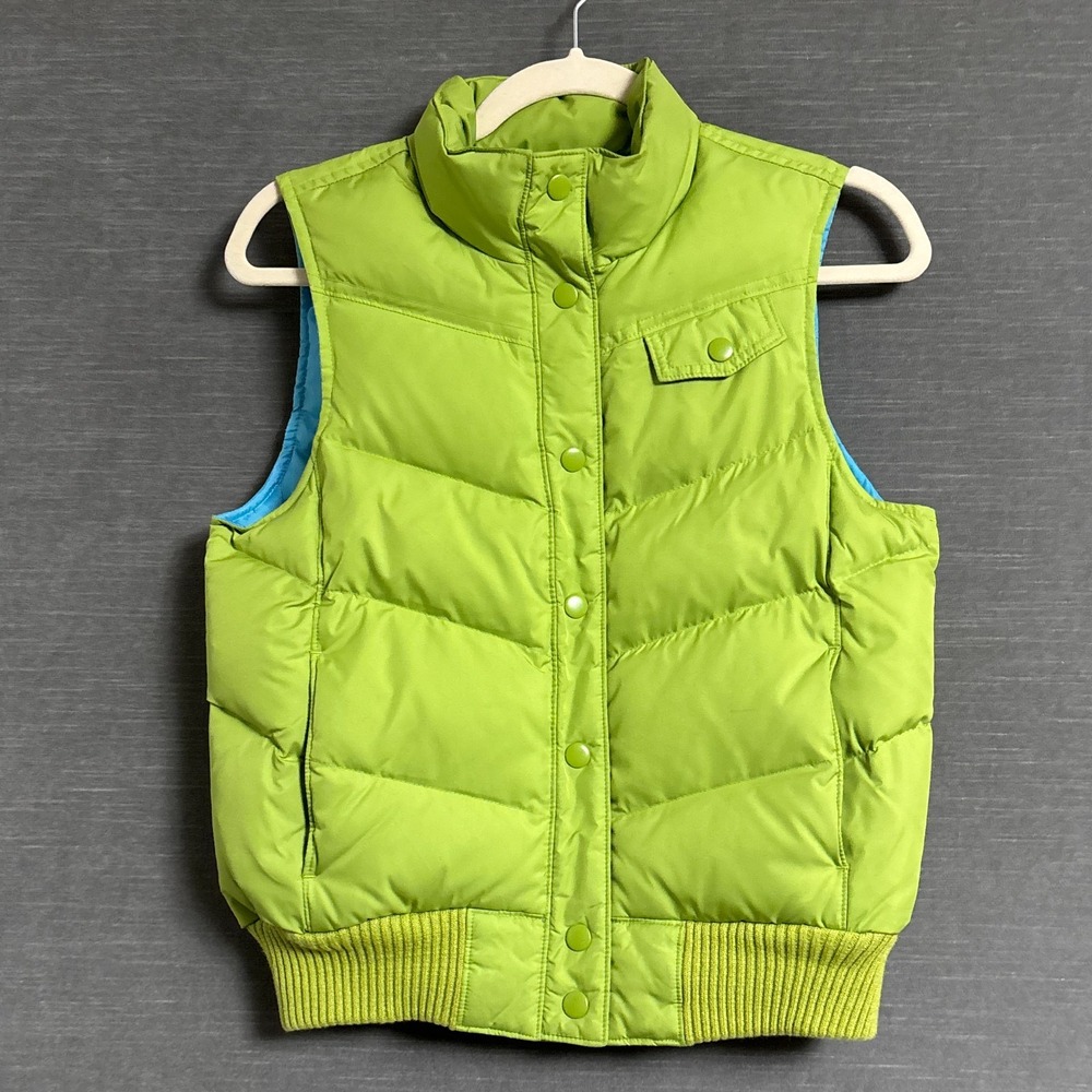 Vintage Gap Vest XS Puffer Lime Green Turquoise Quilted Down Gilet Y2K Gorpcore